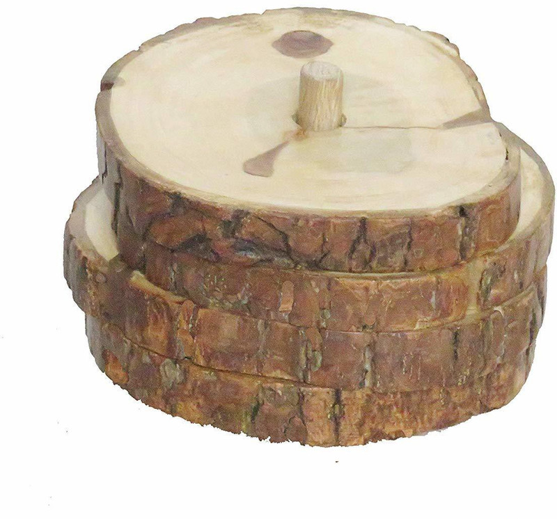 smart art wood carving Round Wood Coaster Set(Pack of 4)