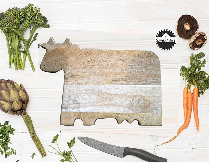 smart art wood carving Friendly Premium Finish Mango Wood/Wooden Kitchen Chopping Cutting Board with Handle Cutlery Accessories Wooden Cutting Board(Pack of 1)
