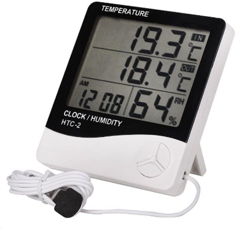 shecom HC-2 Digital Thermo hygrometer/Humidity Tester with Clock Thermometer(White)