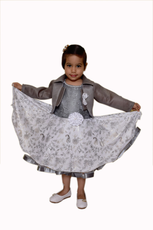 Etrends Indi Girls Midi Knee Length Casual Dress White Full