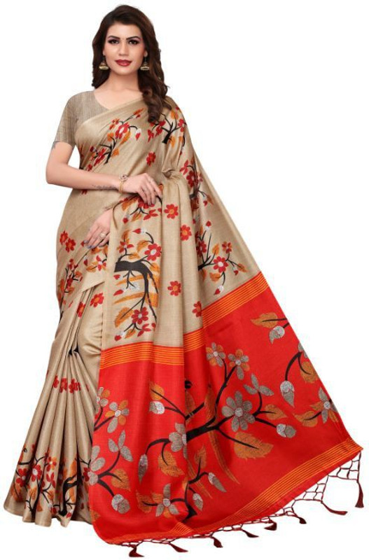 medlly Self Design Bollywood Khadi Silk Saree(Beige)