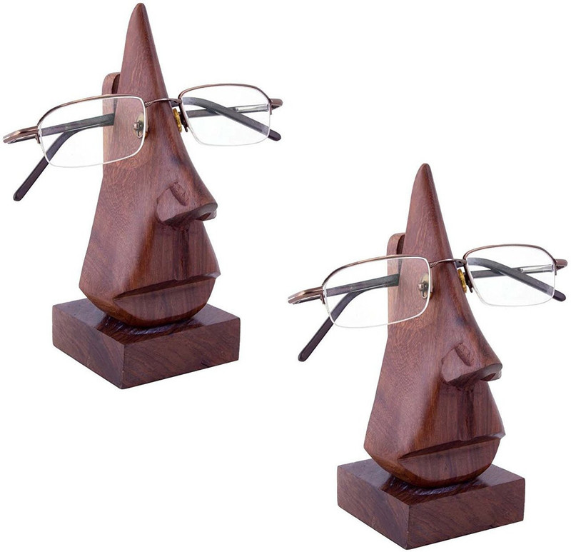pebble crafts Wooden Nose Shaped Spectacle/Specs Decorative Showpiece  -  15 cm(Wood, Brown)