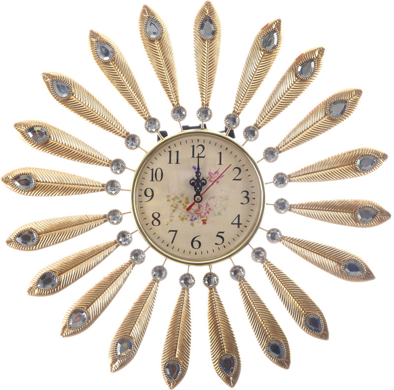 degosh Analog 46 cm X 46 cm Wall Clock(Gold, Silver, With Glass)