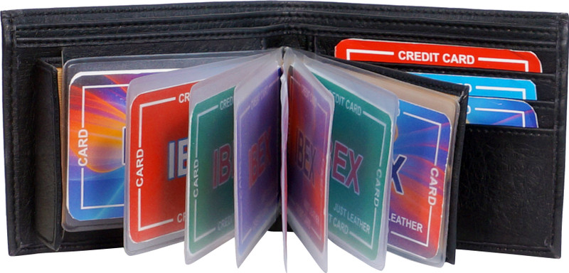 just leather Boys Casual Black Genuine Leather Wallet(10 Card Slots)