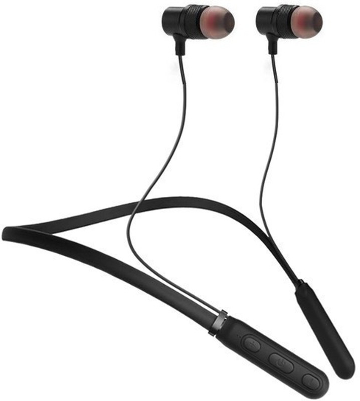 fiado secure fit neckband high bass hd 3d sound Bluetooth Headset with Mic(Black, In the Ear)
