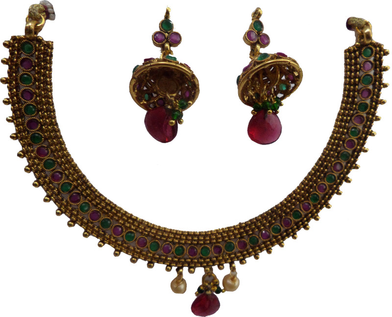 mona decor Copper Jewel Set(Gold, Pink, Green)