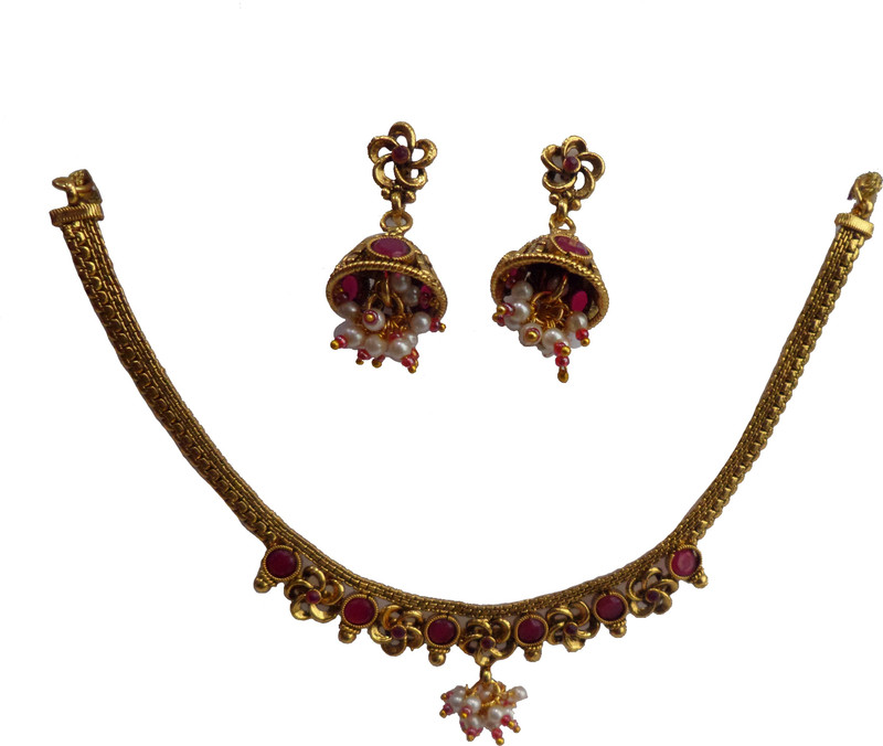 mona decor Copper Jewel Set(Gold, Red)