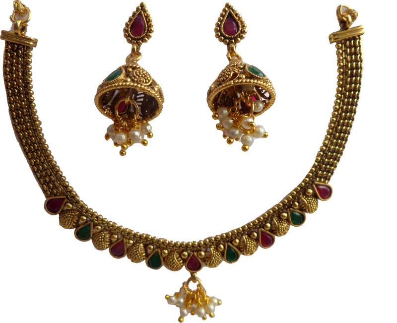 mona decor Copper Jewel Set(Gold, Pink, Green)