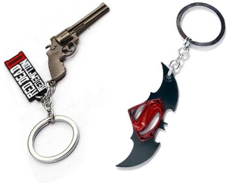 fashion fx High Quality Metal Red Dead Gun & Batman v/s Superman Key Chain