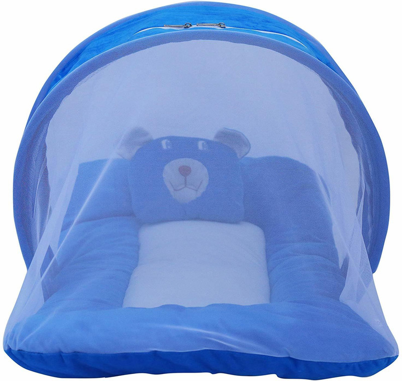 Hanu Enterprises BABY MATTRESS WITH MASQUITO NET Nylon Washable Infants Mosquito Net(Blue, White, Tent)