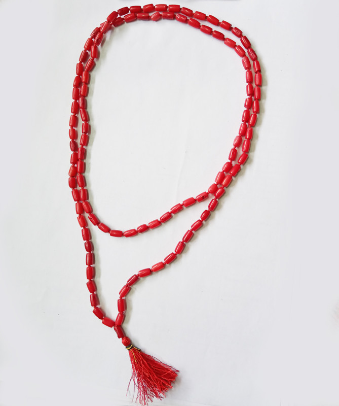 mormukut Original Coral Red Coral Mala Moonga/Munga Mala Coral Crystal Necklace
