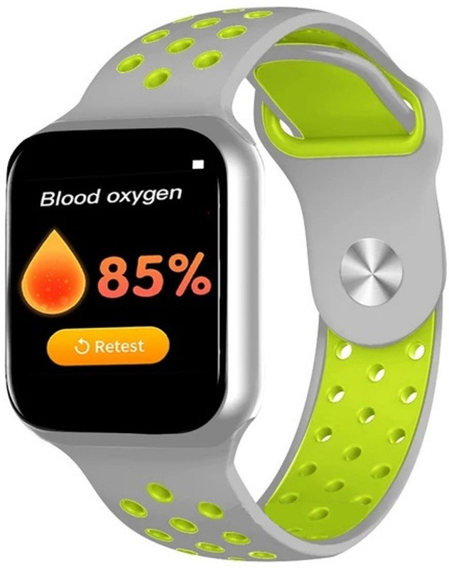iron shield Series F8 44 mm Silver Aluminium Case Multicolor Smartwatch(Grey, Green Strap 44 mm)