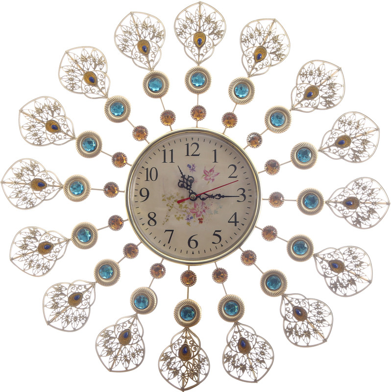 degosh Analog 46 cm X 46 cm Wall Clock(Dark Green, Gold, With Glass)