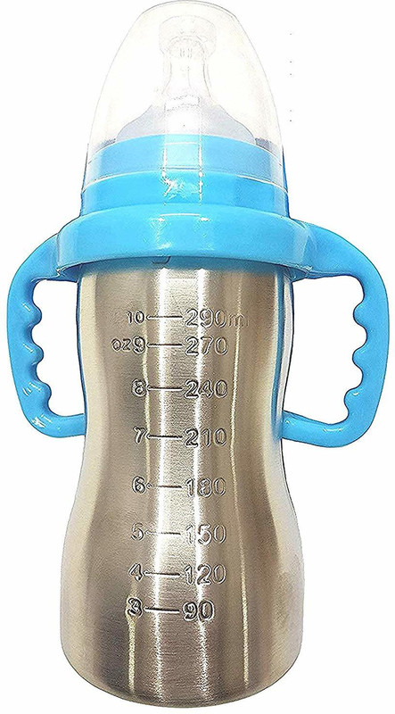 little whiskey little angle stainless steel baby feeding bottle - 290 ml(Blue)