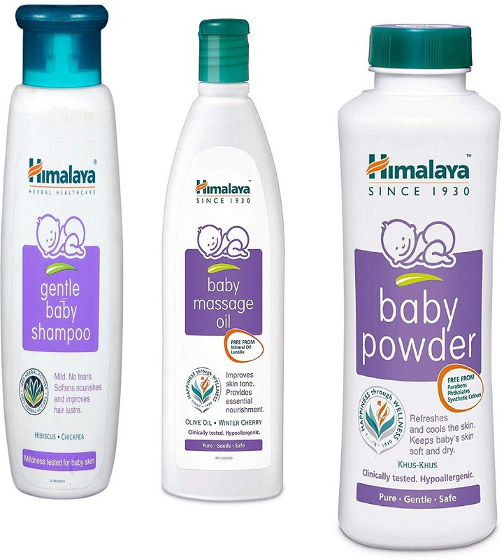 Himalaya Baby Massage oil , Powder,Shampoo gift combo(White)