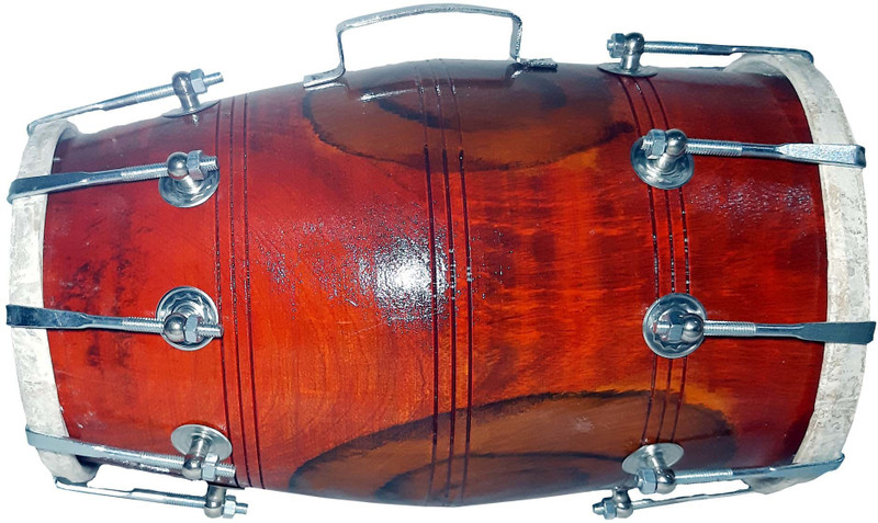 RAM musical Dholak clear natural polish Nut & Bolts Dholak(Multicolor)