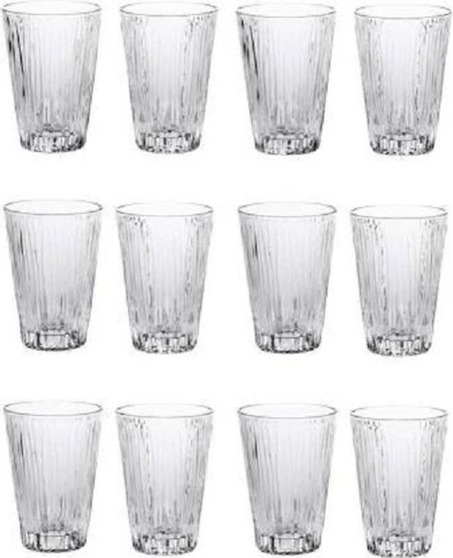 keshavmadhav Water glass set 555 Glass Set(Glass, 200 ml, Clear, Pack of 12)