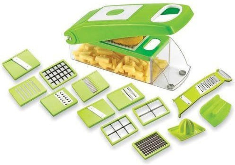 kukmak 13 in 1 Nicer Dicer Chopper Slicer Vegetable & Fruit Slicer, Cutter, Grater, Peeler for salads Vegetable & Fruit Grater & Slicer(1 Fruit dicer, 1 veg chopper, 1 potato chips, 1 Tomato chips, 1 fruit dicer, 1 greater thine, 1 veg plain slicer, 1 plain potato, 1 greater thine, 1 Ripple potato j