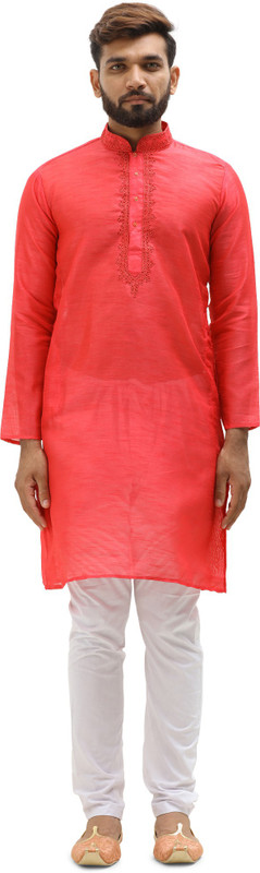 aspen ethnic india Men Embroidered Straight Kurta(Red)