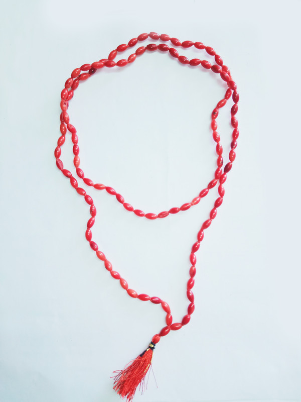 mormukut Original Coral Red Coral Mala Moonga/Munga Mala Coral Crystal Necklace