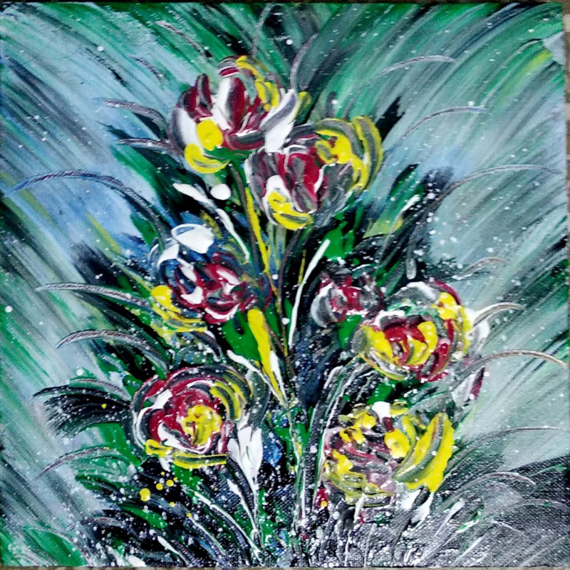 earthly flavours Abstract001 Oil 10 inch x 10 inch Painting