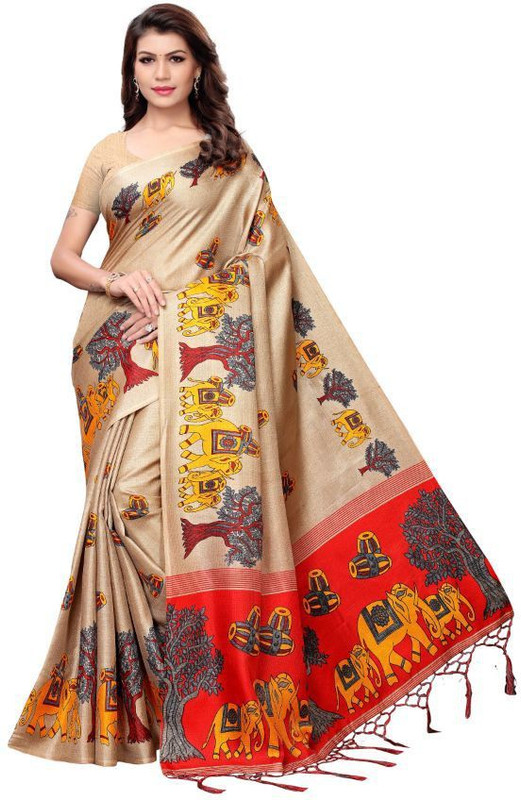 medlly Self Design Fashion Khadi Silk Saree(Beige)