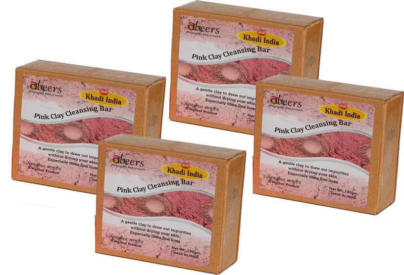 khadi abeers Pink Clay Soap - Pack Of 4(4 x 120 g)