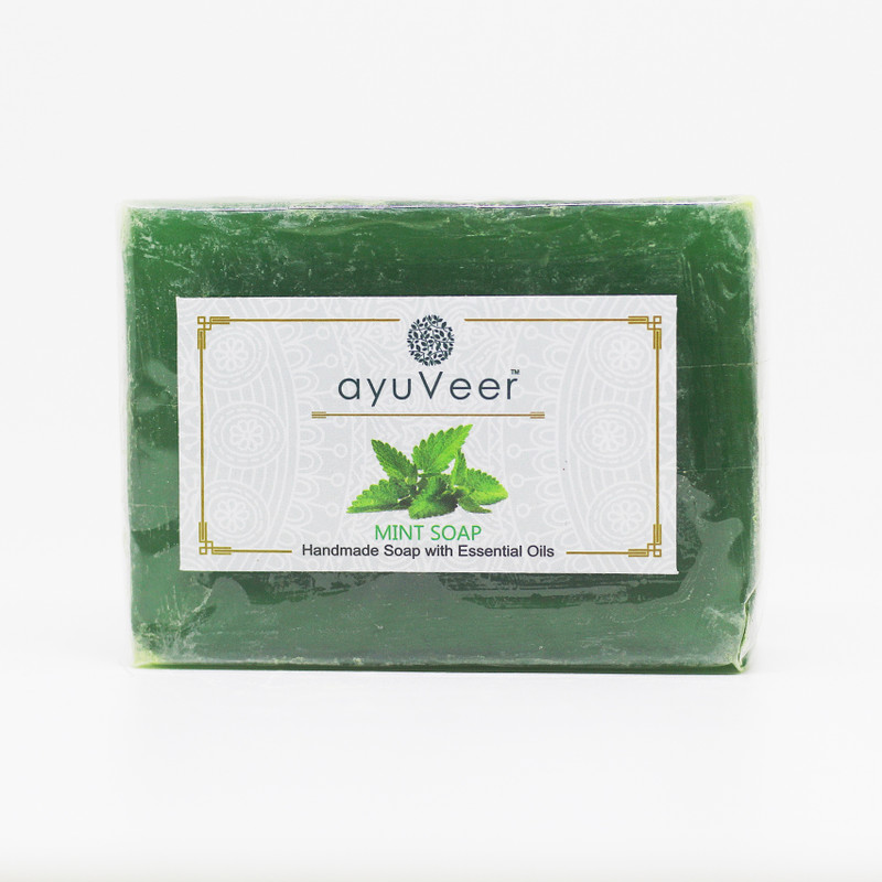 ayuveer Handmade Pure Mint Bath Soap with Essential Oils (2 X 125gms)(2 x 125 g)