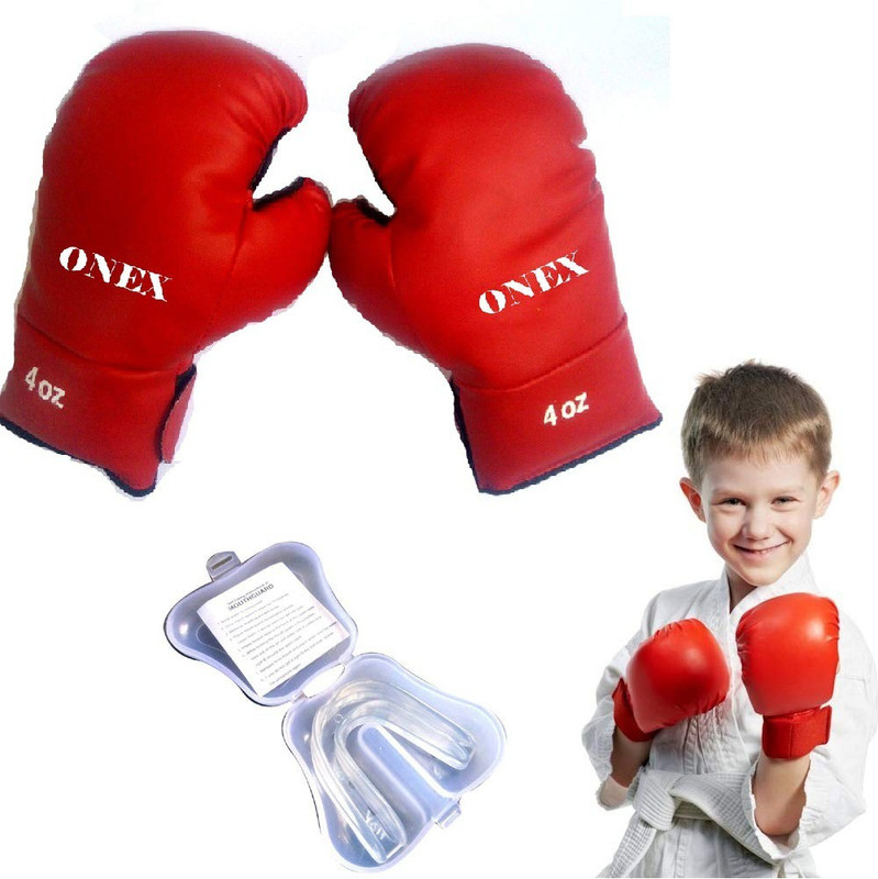 ONEX Boxing Glove for Boys and Girls with Mouth Guard Best Punching Bag Gloves Boxing Gloves(Red)