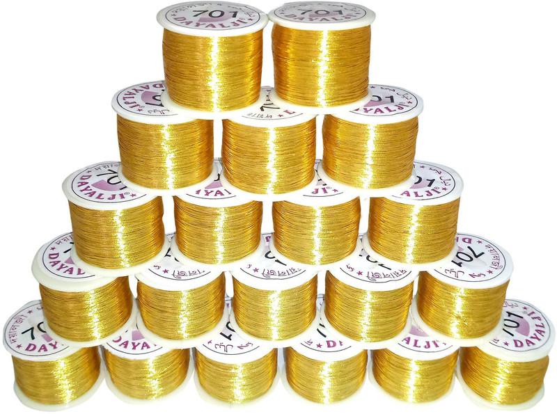 dayalji Gold color Silk Threads Combo Pack (20 reels) for Bangle Jewellery Designing work Thread(500 m Pack of20)