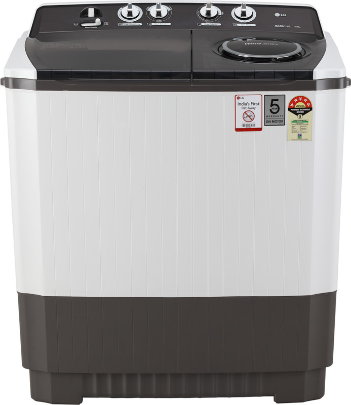 LG 10 kg 5 Star Rating Semi Automatic Top Load Grey, White(P1045SGAZ)