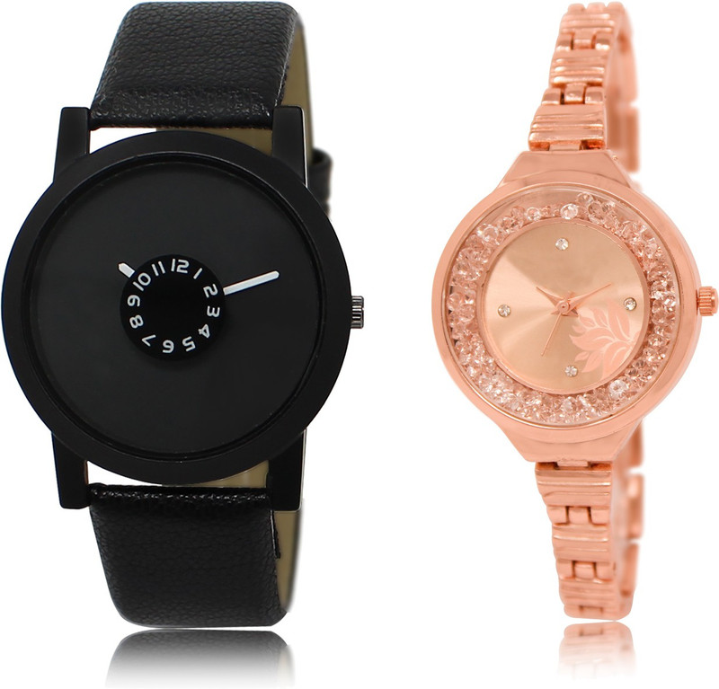 shop in style 25-225 BLACK AND ROSE GOLD DIAL SPECIAL COMBO WATCH NEW ARRIVAL FAST SELLING TRACK DESIGNER WATCH FOR PARTY_PROFESSIONAL_DIWALI_FESTIVAL SPECIAL WATCH FOR MAN _WOMAN Analog Watch  - For Couple