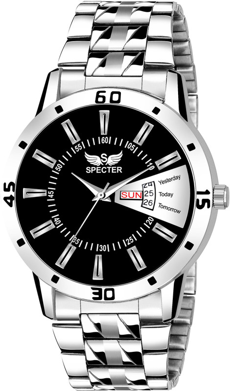 specter S-DDC75 BLK BlACK Dial Day & Date Functioning Water Resistant Stainless Steel Strap Analog Watch  - For Men