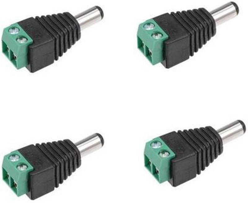 camtech world Male DC Power Adapter Connector Coaxial Camera Vedio BNC Male Balun Wire Connector(Black, Green, Pack of 4)