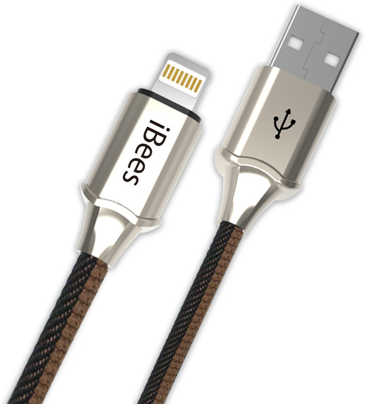 ibees iB01-1 1.2 m Lightning Cable(Compatible with All Apple Devices - iPhone, iPad, Brown, Yellow, Sync and Charge Cable)