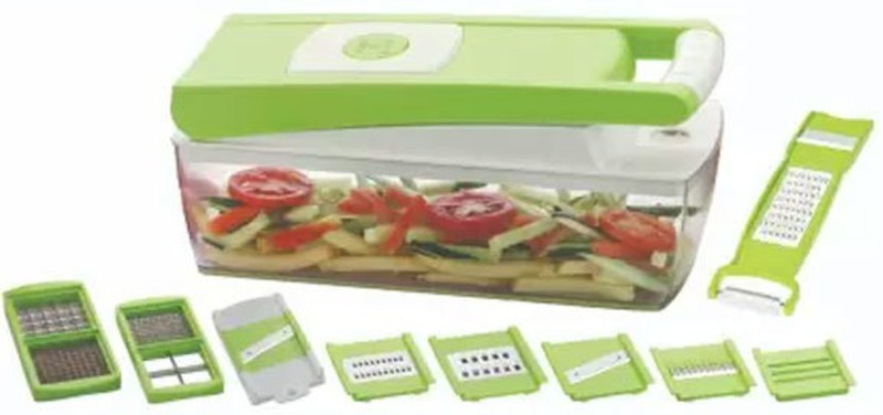 kukmak 13 in 1 Chopper Slicer Nicer Dicer Vegetable & Fruit Slicer, Cutter, Grater, Peeler for salads Vegetable & Fruit Grater & Slicer(1 Fruit dicer, 1 veg chopper, 1 potato chips, 1 Tomato chips, 1 fruit dicer, 1 greater thine, 1 veg plain slicer, 1 plain potato, 1 greater thine, 1 Ripple potato j