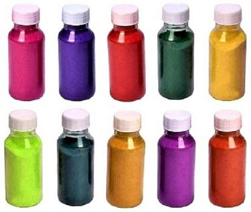 calzino Pack of 10 Rangoli Powder(Multicolor)