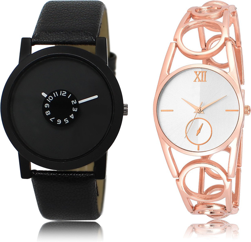 shop in style 25-213 BLACK AND WHITE DIAL SPECIAL COMBO WATCH WITH LEATHER AND METAL BELT WATCH FOR MEN_WOMEN NEW ARRIVAL FAST SELLING TRACK DESIGNER WATCH FOR PARTY_PROFESSIONAL_DIWALI_FESTIVAL SPECIAL WATCH FOR MAN _WOMAN Analog Watch  - For Couple