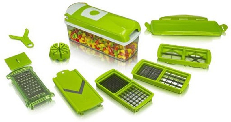 kukmak 13 in 1 nicer dicer Fruit & Vegetable chopper kitchen tool Apple Chopper(1 x Cutting upper part with square pegs 1 x Cutting lower part 1 x Transparent storage container (size 1 = 1,500 ml) 1 x Fresh-keeping lid for the storage container 1 x Blade insert (6 mm x 6 mm / 12 mm x 12 mm) 1 x Blad