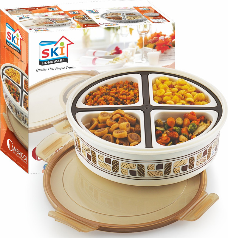 ski plastoware Cambridge Dry Fruits Container 3179  - 300 ml Plastic Fridge Container, Tea Coffee & Sugar Container, Spice Container, Pickle Container & Salt Pepper Container, Grocery Container(Brown)