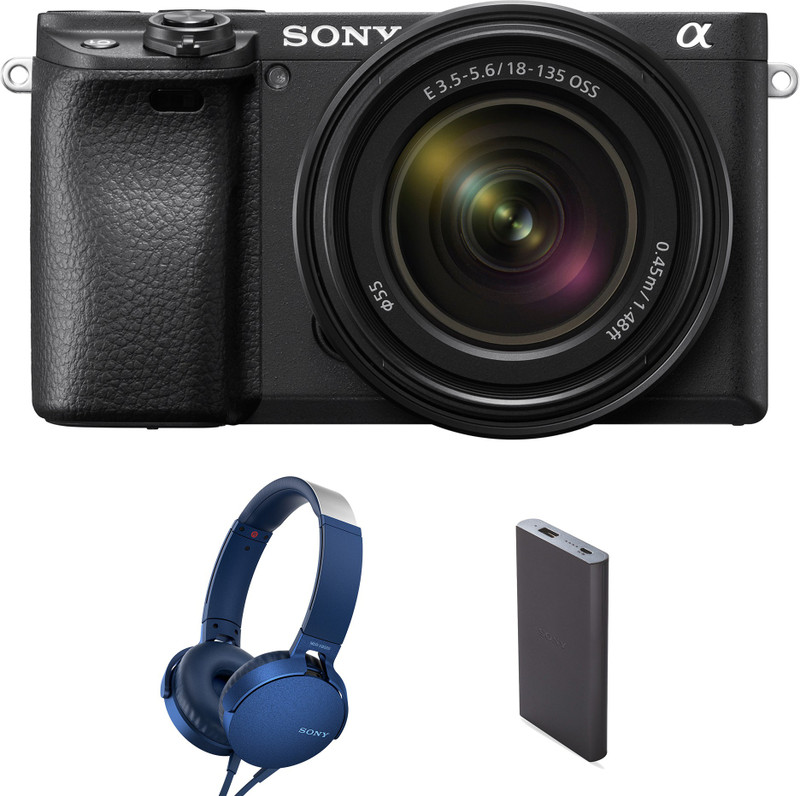 Sony Alpha ILCE-6400M (With Headphone & Powerbank) Mirrorless Camera with 18-135mm Zoom Lens(Black)