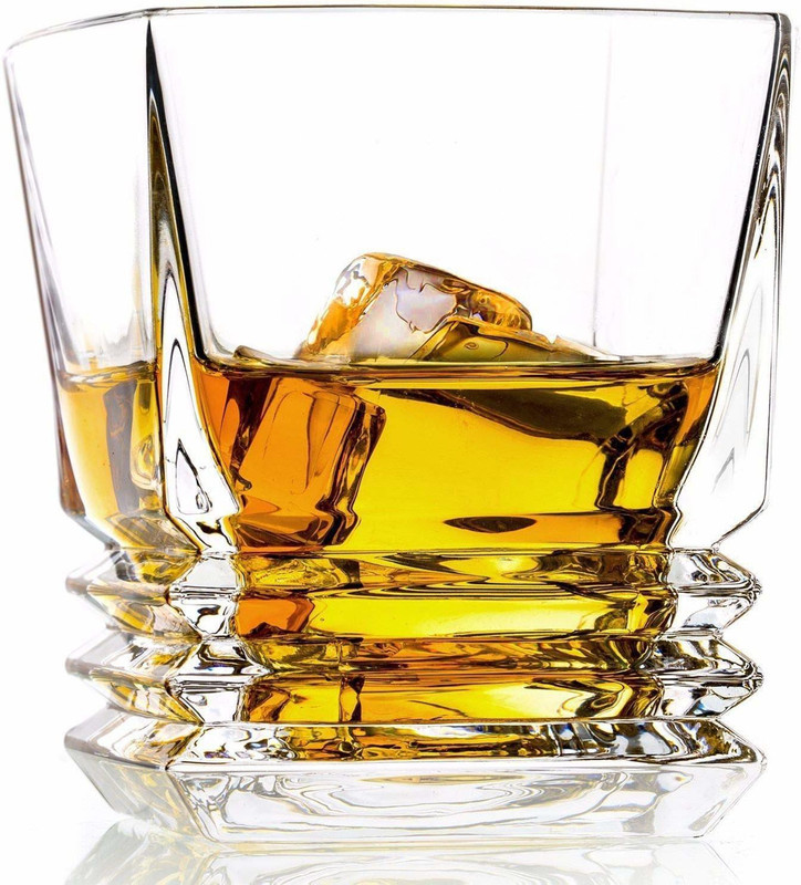 shopguru india Austria Imported Rock Crystalline Whiskey Glass Glass Set(Glass, 300 ml, Clear, Pack of 6)