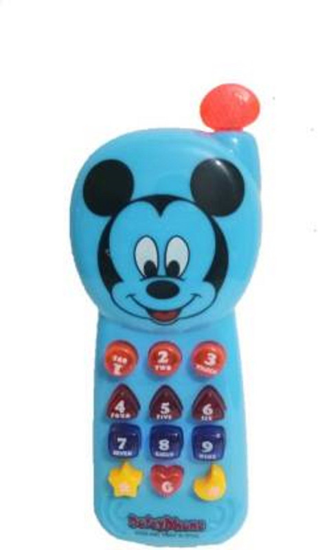 shubhcollection Mickey Mouse Musical Mobile Phone Toy with Music & Lights(Blue)