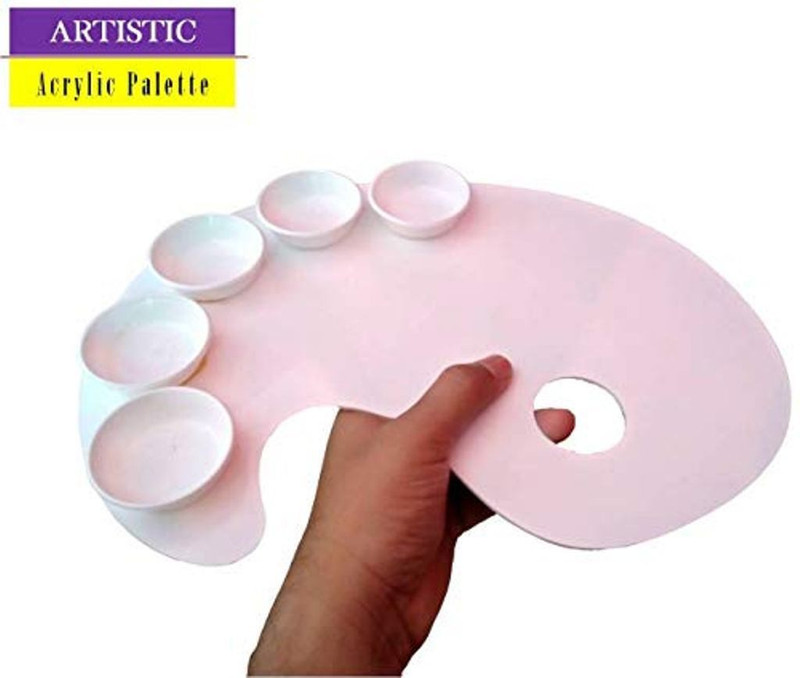 ostensive Acrylic 5 Paint Wells Palettes(Set of 1, White)