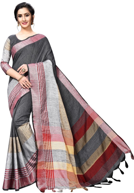 Regolith Designer Sarees Self Design, Striped, Woven Bollywood Cotton Blend, Art Silk...