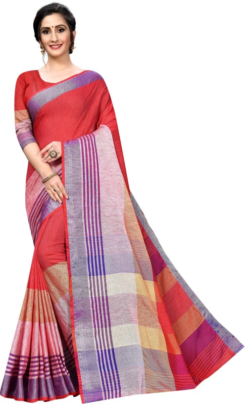 Regolith Designer Sarees Self Design, Striped, Woven Bollywood Cotton Blend, Art Silk...
