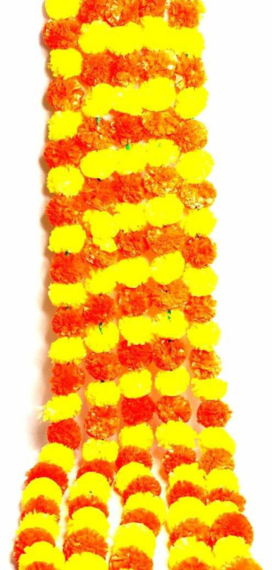 mp craft Orange, Yellow Marigold Artificial Flower(57 inch, Pack of 5)
