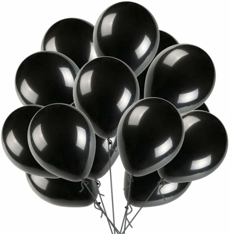 PartyballoonsHK Solid HK0203 Metalllic Black Balloon(Black, Pack of 50)