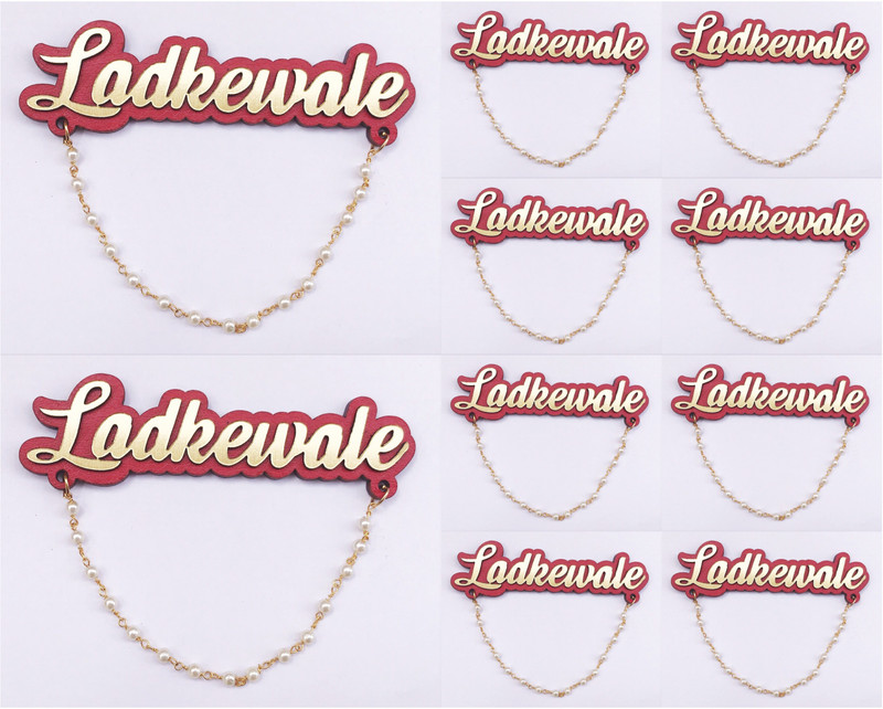 urban engrave Plated Acrylic MDF Brooches for Men & Women ( PACK OF 10 ) Brooch(Red, Gold)