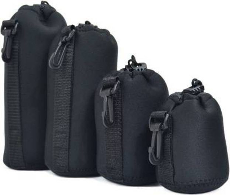 SHOPEE 4PCS SET Neoprene Soft Camera Lens Pouch bag Case waterproof  Camera Bag(Black)